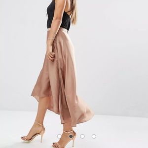 ASOS Midi Skirt in Satin with Splices